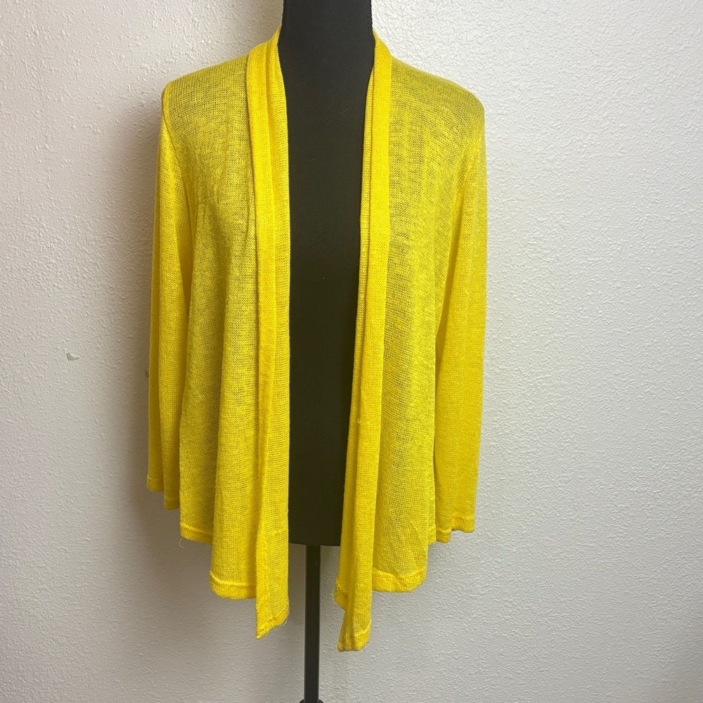 1322 Soft Stitch Yellow Open Front Women's Sweater SzS